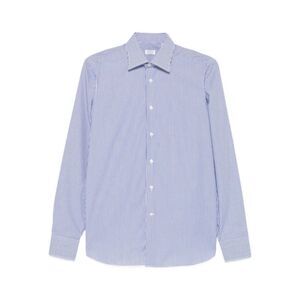 Borriello Men White And Blue Striped Shirt